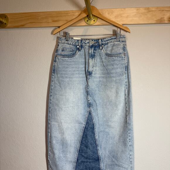 Women's Blank NYC Denim Blue Jean Patchwork Midi Skirt Size 28 NEW - Picture 4 of 10